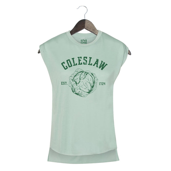 Coleslaw- Women's Rolled Sleeve Muscle Tank - Dusty Blue