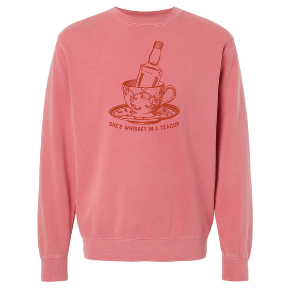 Whiskey In A Teacup by Tupelo Honey - Unisex Crewneck Sweatshirt - Pigment Pink
