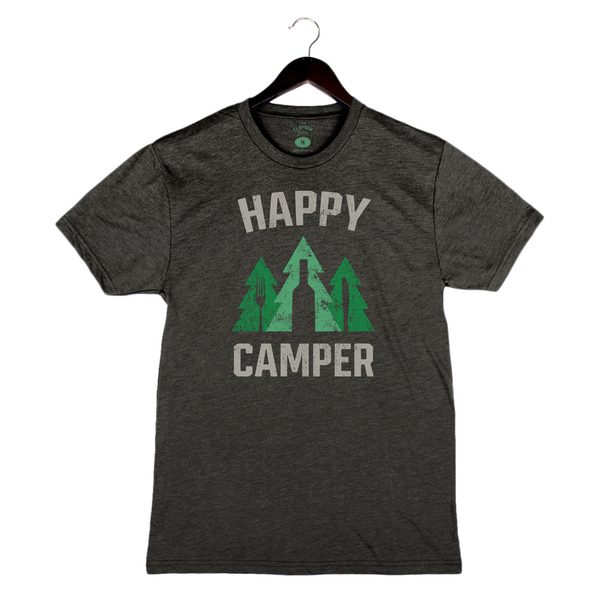 Happy Camper - Unisex Crewneck Shirt - Charcoal Black