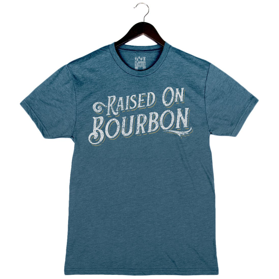Raised On Bourbon - Unisex Crewneck Shirt - Steel Blue – Flavour Gallery