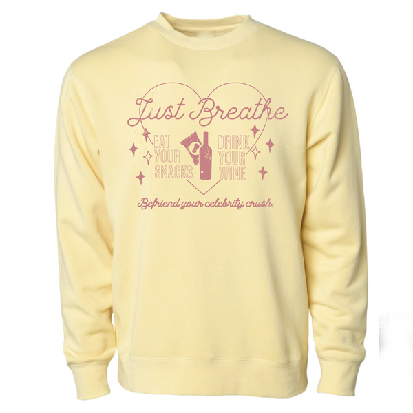 @SamanthaSommelier - Just Breathe - Pigment-Dyed Crewneck Sweatshirt - Yellow