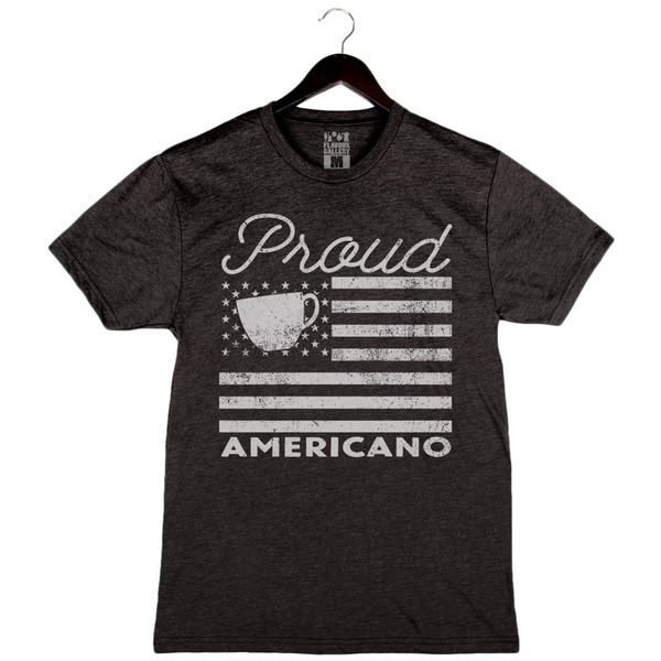 Proud Americano - Unisex/Men's Crew - Charcoal Black