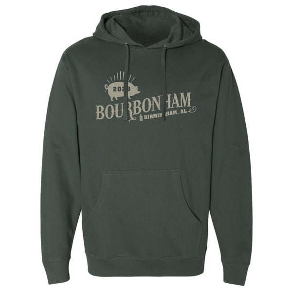 Bourbonham ’23 - Here Pig- Unisex Pullover Hooded Sweatshirt - Alpine Green