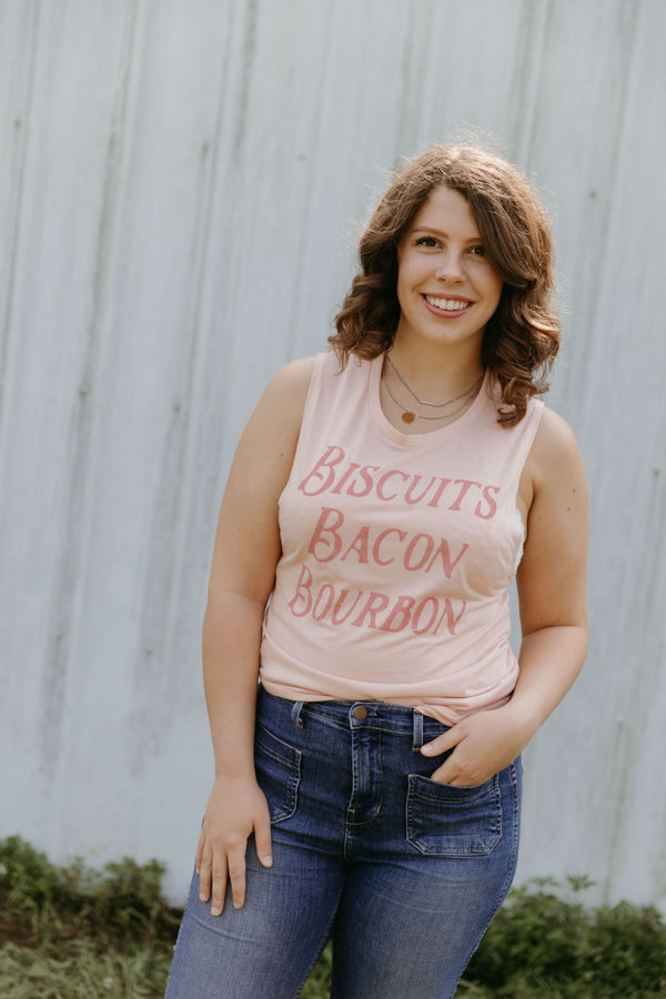 Biscuits Bacon Bourbon - Women's Muscle Tank - Peach